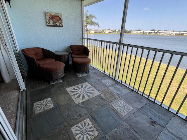 balcony with a water view