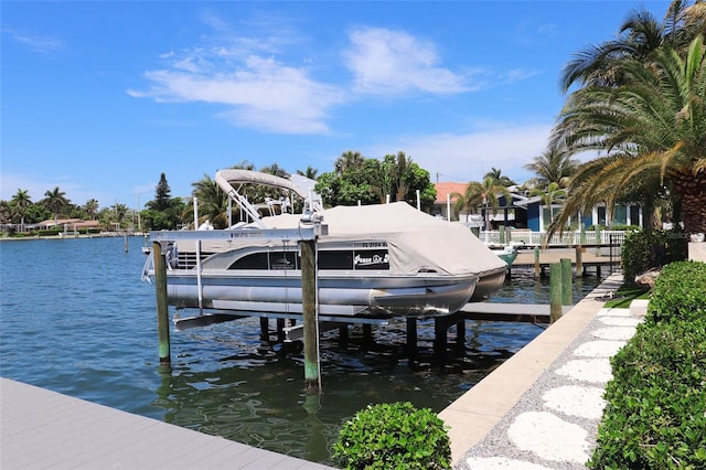 view of dock featuring a water view