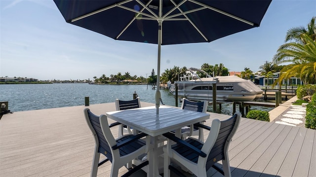 view of dock featuring a water view