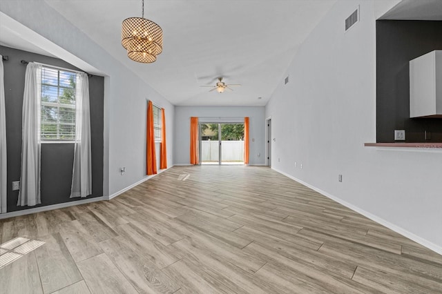 spare room featuring ceiling fan and light wood-type flooring