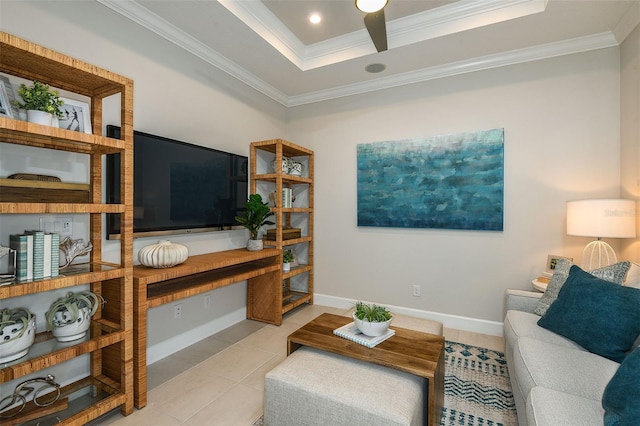 tiled office space with crown molding