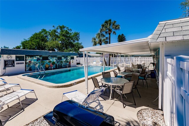 view of pool featuring a patio area