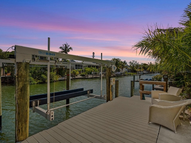 view of dock featuring a water view