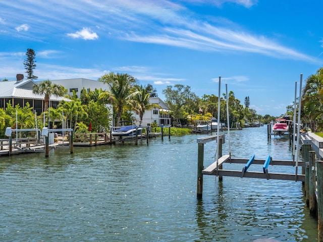 dock area featuring a water view