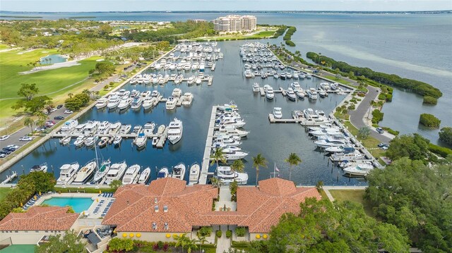 bird's eye view featuring a water view