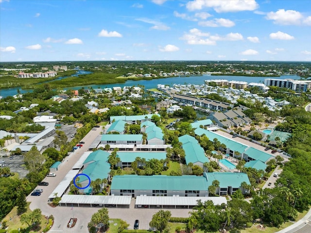 bird's eye view featuring a water view