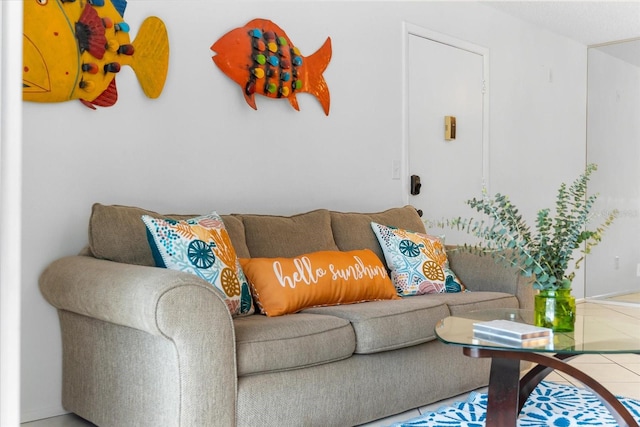 view of tiled living room