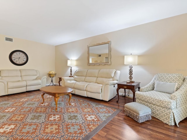 living room with hardwood / wood-style floors