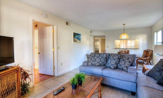 view of tiled living room