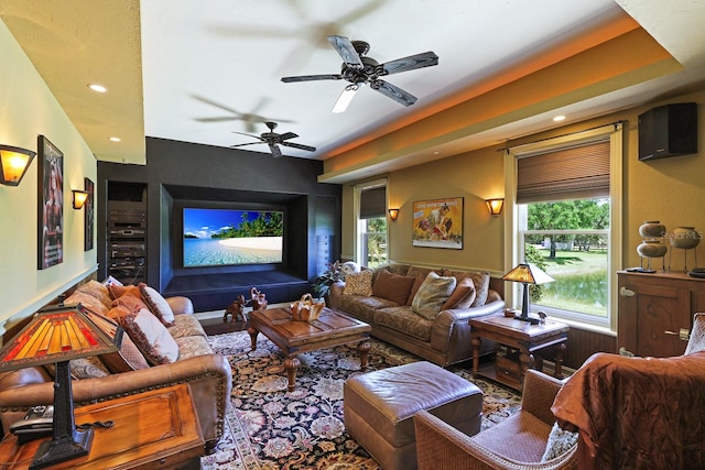 living area with recessed lighting