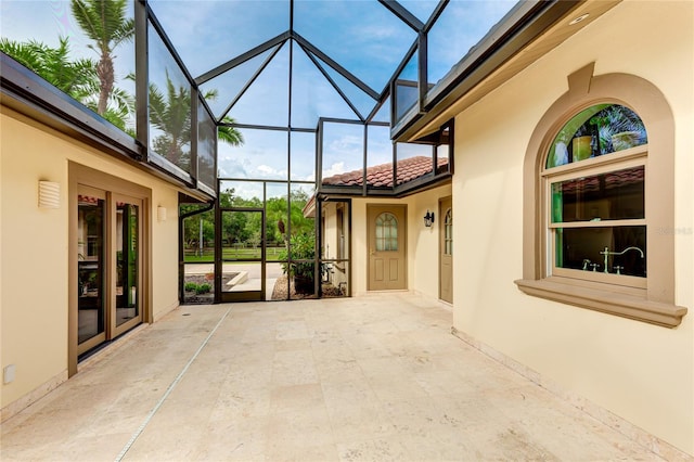 view of unfurnished sunroom