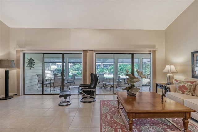 view of tiled living room