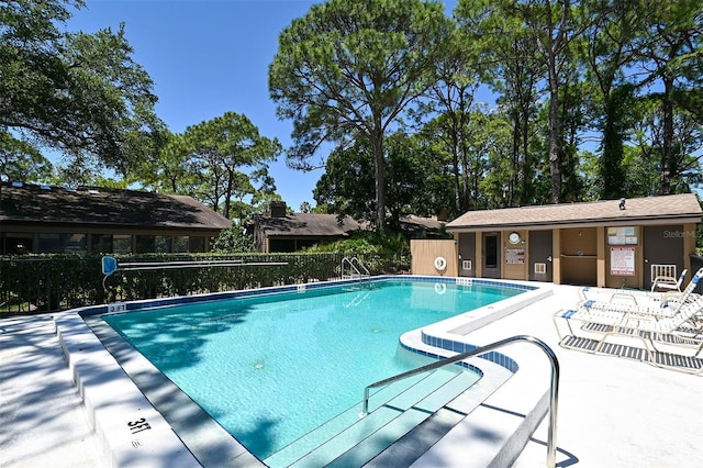 view of pool featuring a patio area