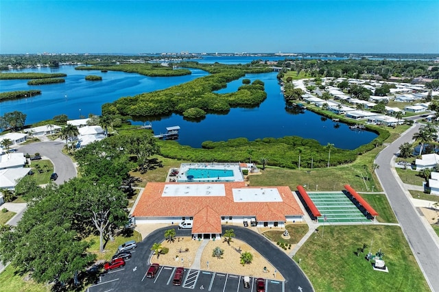 bird's eye view featuring a water view