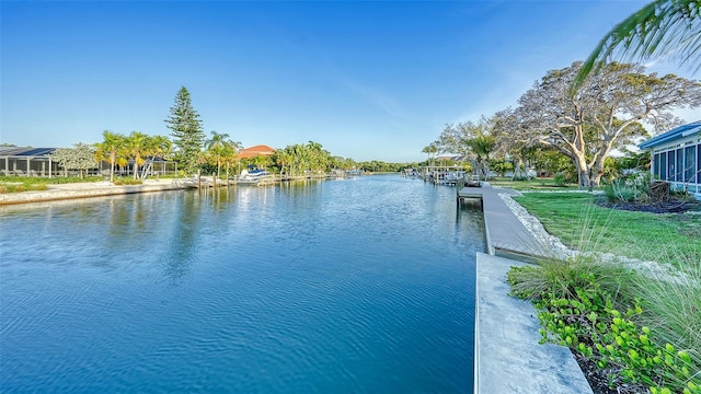 view of water feature featuring a dock