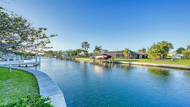 view of water feature featuring a dock