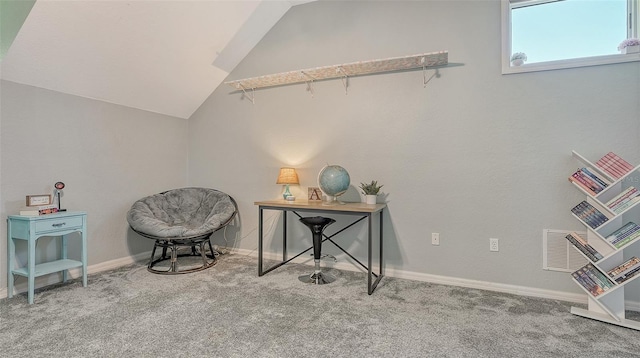 living area with carpet flooring