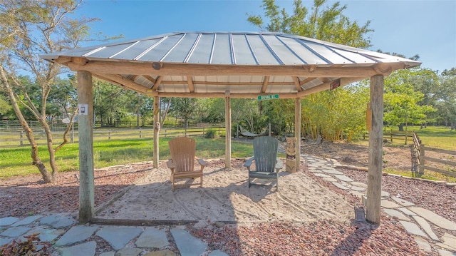 view of patio featuring a gazebo