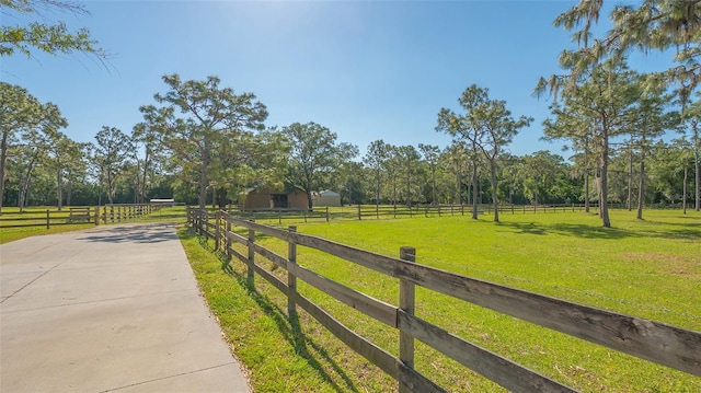 surrounding community featuring a yard and a rural view