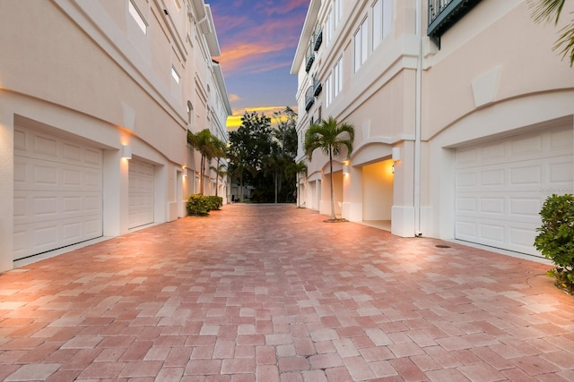 exterior space with a garage