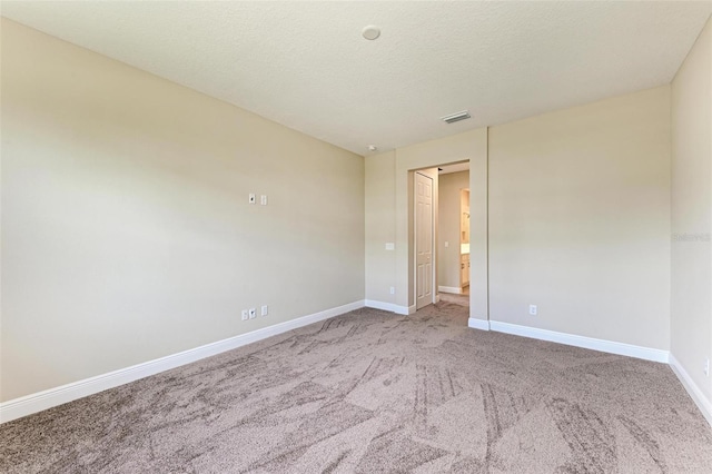 empty room featuring light colored carpet and a textured ceiling