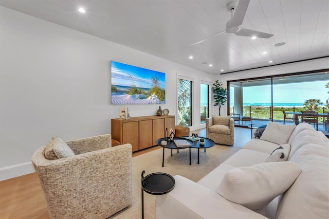 living room featuring light wood-type flooring
