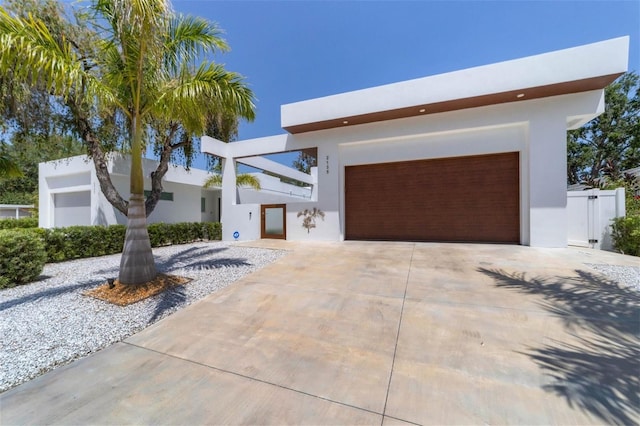 contemporary home featuring a garage