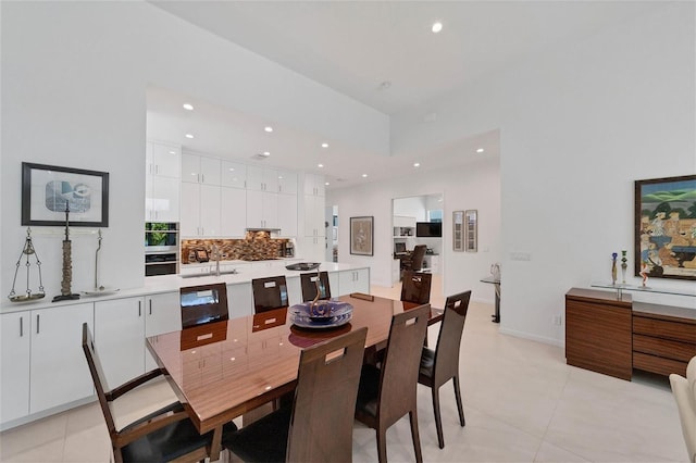 view of tiled dining area