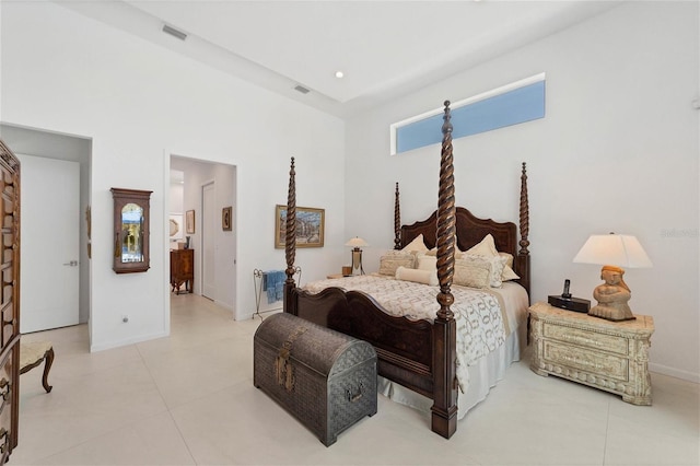 bedroom with tile floors