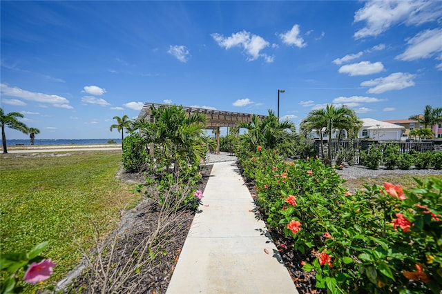 view of home's community with a water view