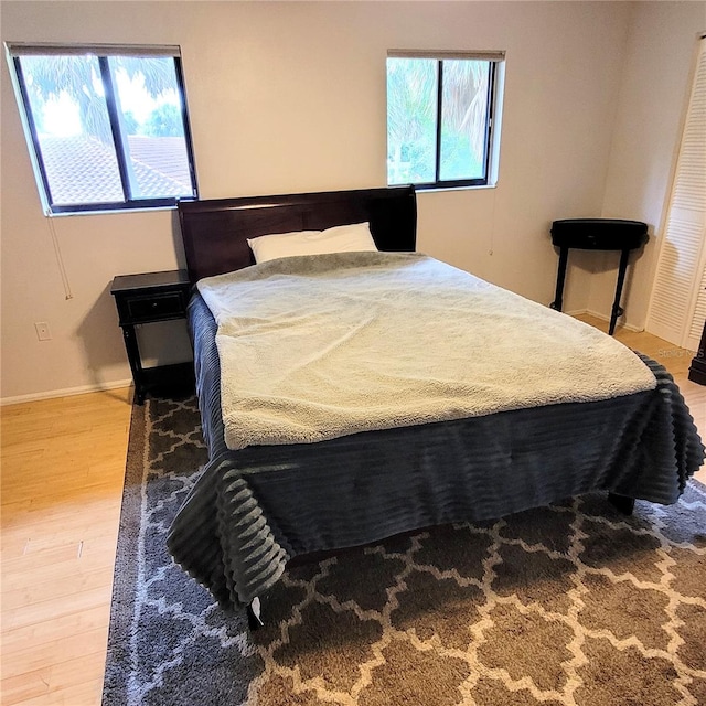 bedroom featuring a closet and hardwood / wood-style floors