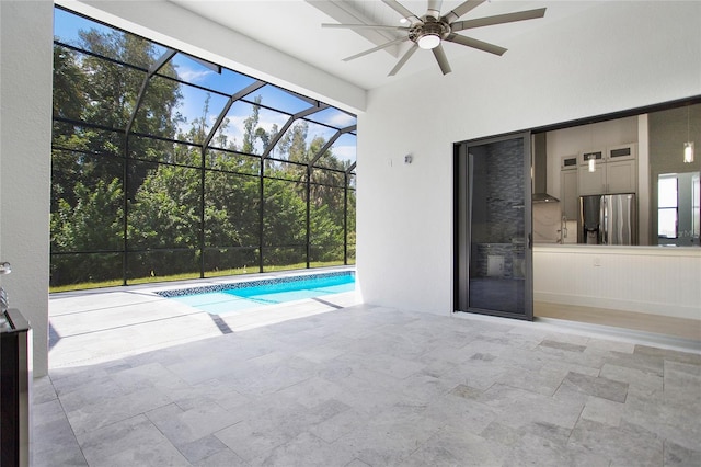 4111 Williams Rd, Estero, FL 33928 - outdoor pool featuring a lanai, a patio, and ceiling fan