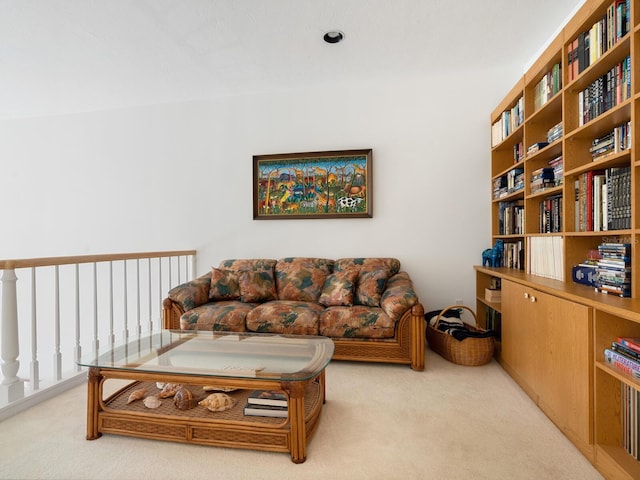 living room with light carpet