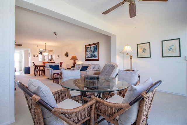 dining area with carpet floors