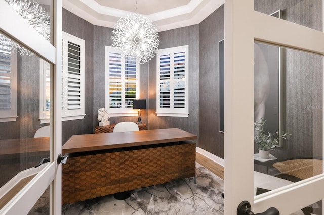 bathroom with an inviting chandelier