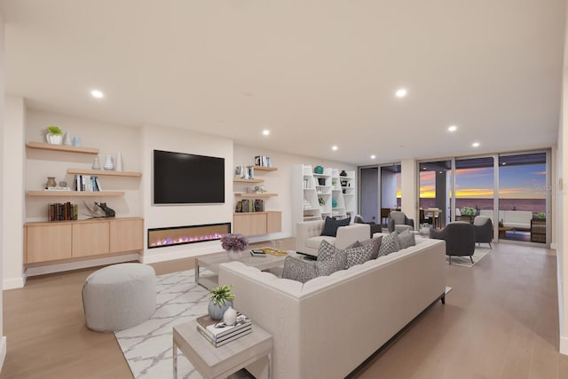 living room with light hardwood / wood-style floors