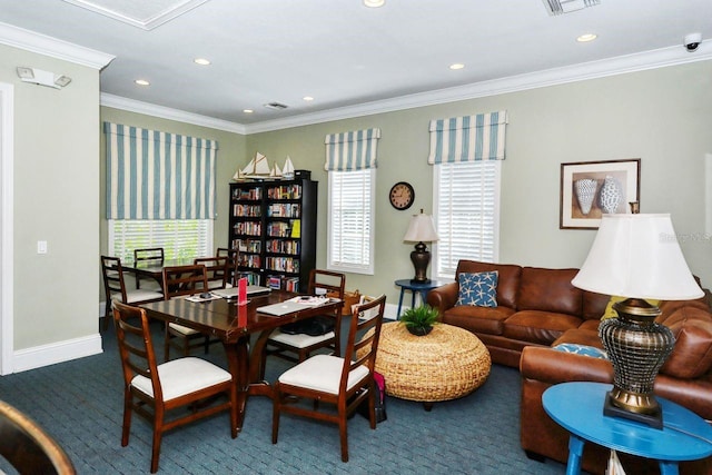 interior space with ornamental molding