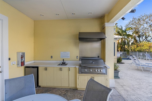 view of patio with sink and a grill