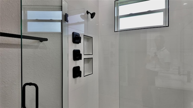 interior space with an enclosed shower