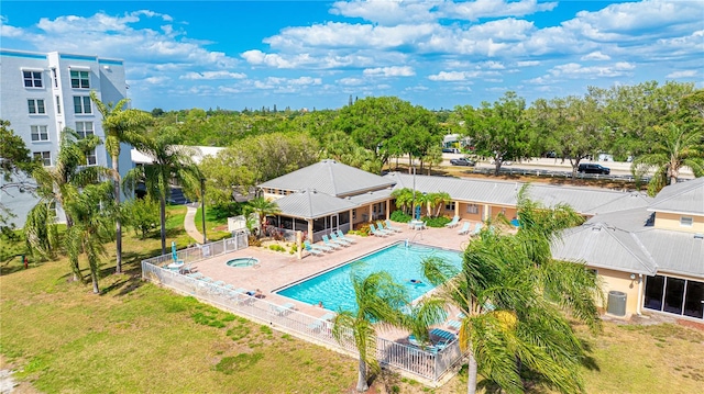 view of swimming pool with a patio