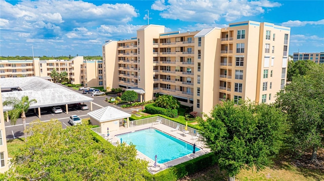 view of pool featuring a patio