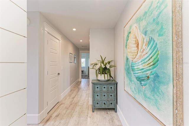 hall featuring light hardwood / wood-style floors