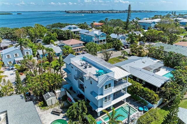 bird's eye view featuring a water view