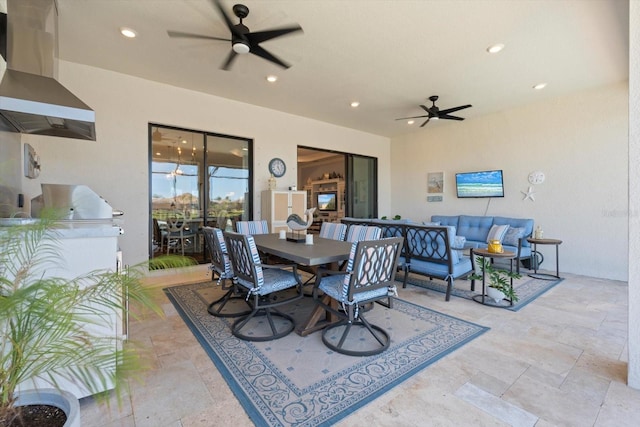 view of patio with an outdoor hangout area and area for grilling