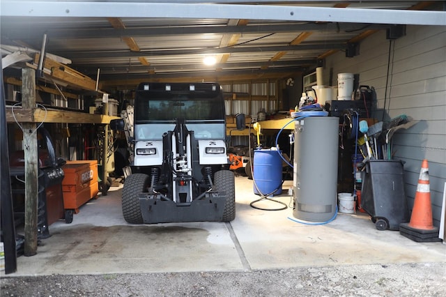 garage with gas water heater