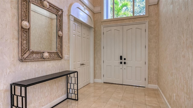 entryway featuring light tile flooring