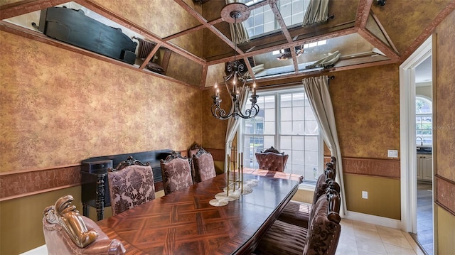 dining area featuring tile flooring