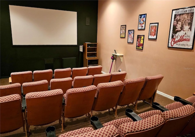 home theater room with carpet