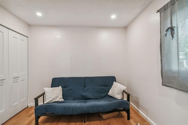 sitting room with light wood-type flooring