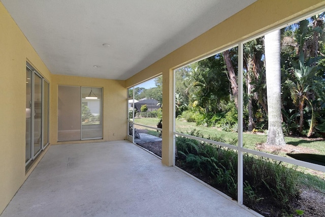 view of unfurnished sunroom